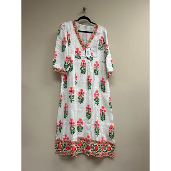 PINK CITY PRINTS Neo Botanical Pushkar Dress Size M NWT Retail $340 - Picture 4 of 5